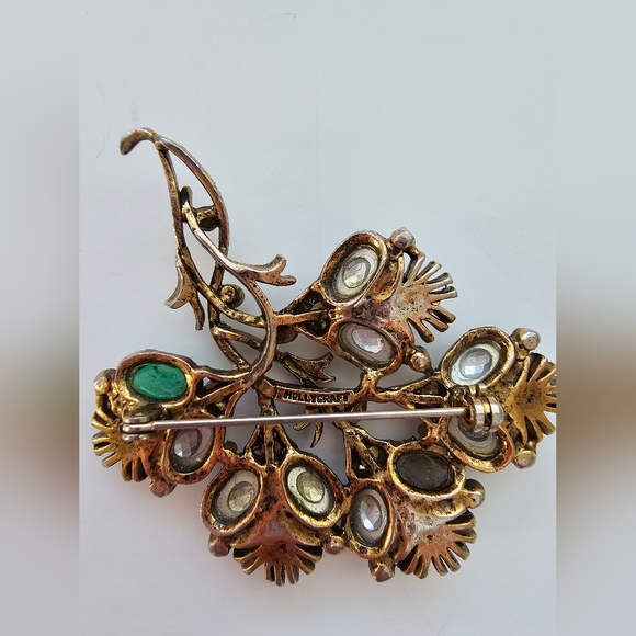 Vintage Signed HOLLYCRAFT Multi-Color Floral Thistle Spray Brooch - Picture 2 of 3